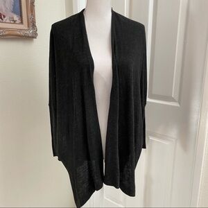 Double Zero Charcoal Grey Open Front Cardigan Side Vents Sz Small